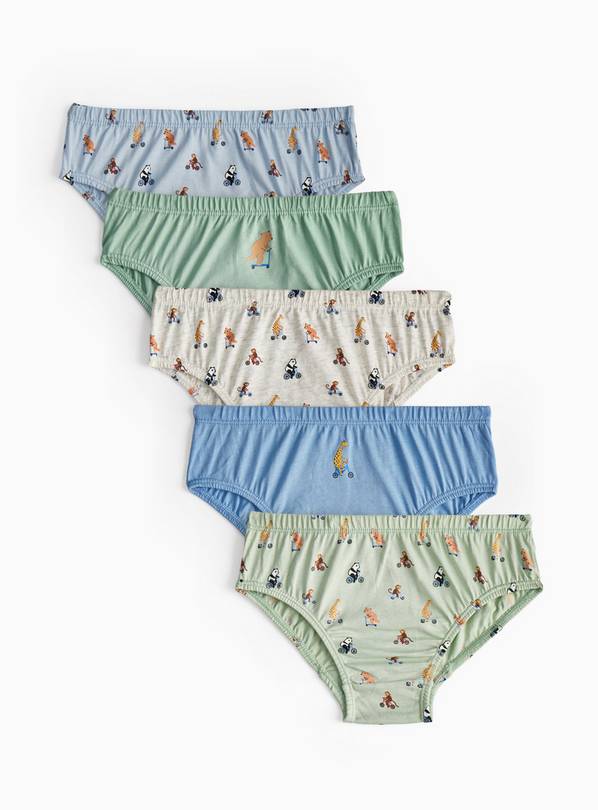 Zoo Animals Print Briefs 5 Pack 3-4 years